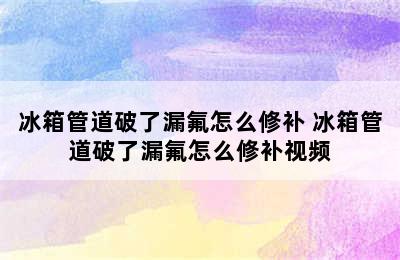 冰箱管道破了漏氟怎么修补 冰箱管道破了漏氟怎么修补视频